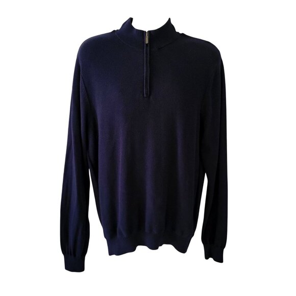 Ben Sherman Navy Blue Knit Men's Sweater 1/4 Zip Sweater Size XL - Picture 4 of 7